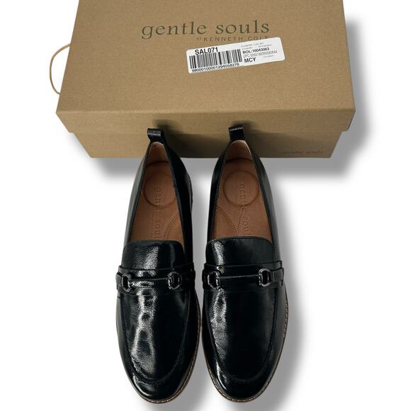 NEW Kenneth Cole Black Leather Loafers SZ 8 Eugene Lug Bit Work Office Goth - Picture 9 of 13